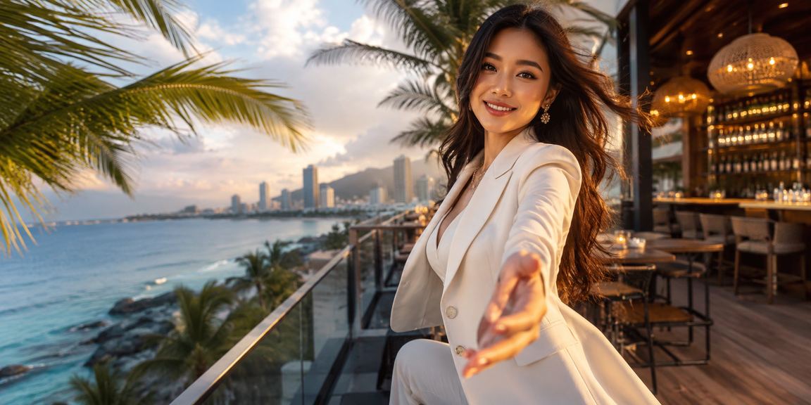 Du khách tại Nha Trang kiểm tra tài khoản cá cược và số dư trên điện thoại ven biển